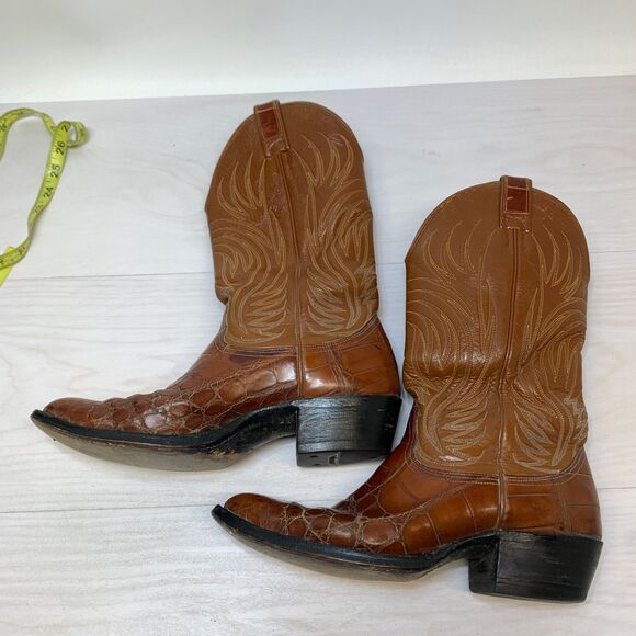 Nocona Brown Alligator Vintage Cowboy Boots Mens Size 9.5 B Style 9084‎ USA main image 4